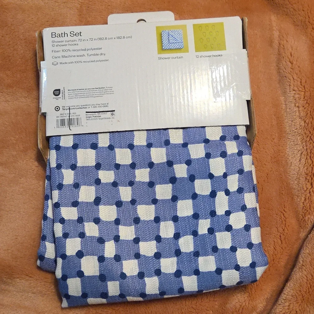 Room Essentials Blue and White Shower Curtain